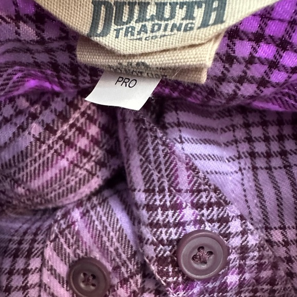 8/$20 Duluth Trading Co Purple Checkered Shirt XS NWOT - Picture 2 of 7